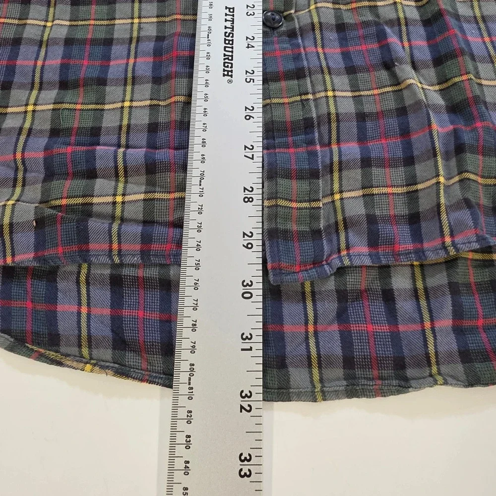 Polo Ralph Lauren Mens Large Plaid Flannel Shirt Blue Green Red Long Sleeve